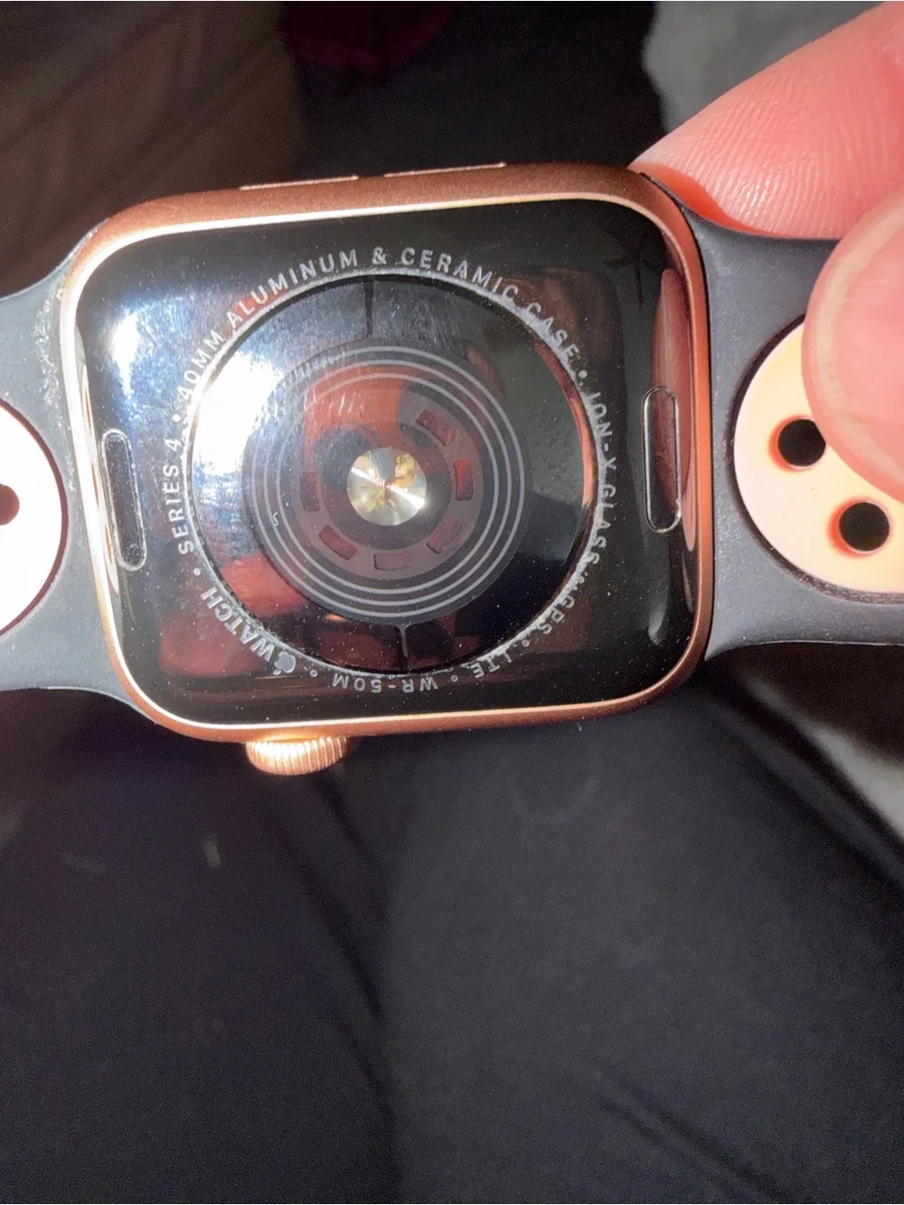 Apple Watch Series 4 GPS +Cellular with Black Band and Pink Accent Holes